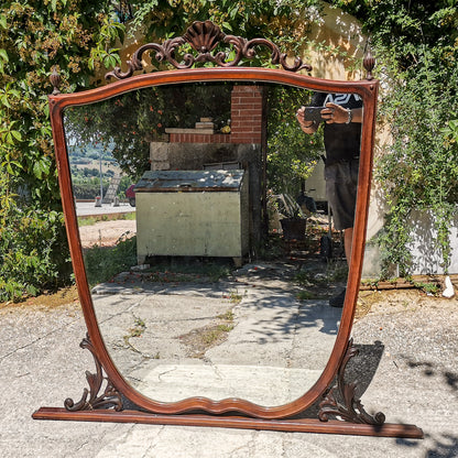 Specchio specchiera in legno mossa e  intagliata Italia  1950