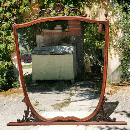 Specchio specchiera in legno mossa e  intagliata Italia  1950