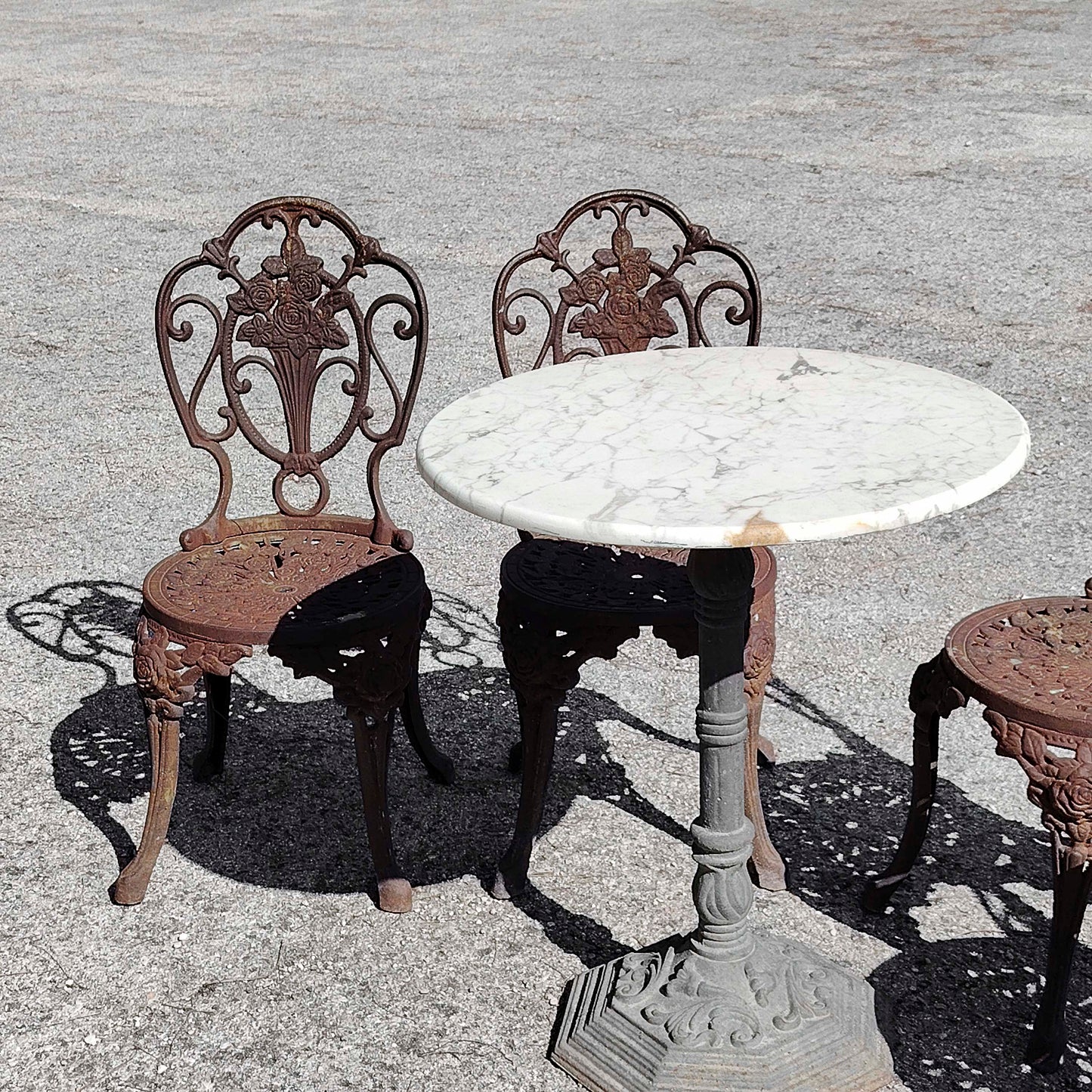 Set sedie con tavolo giardino patio ghisa