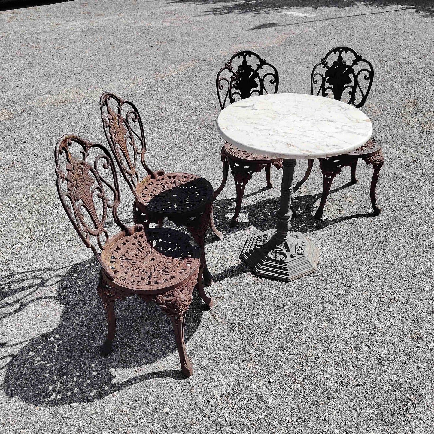 Set sedie con tavolo giardino patio ghisa