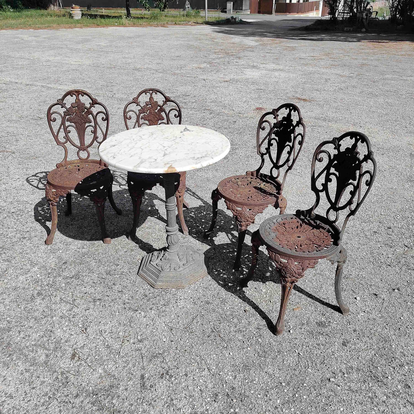 Set sedie con tavolo giardino patio ghisa