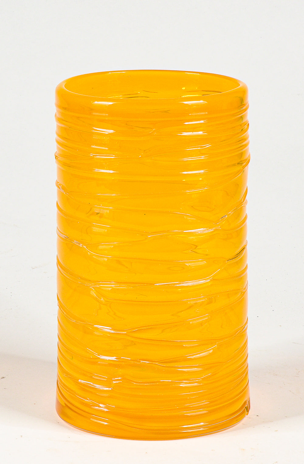 vaso in vetro giallo murano con decori  italia 1970