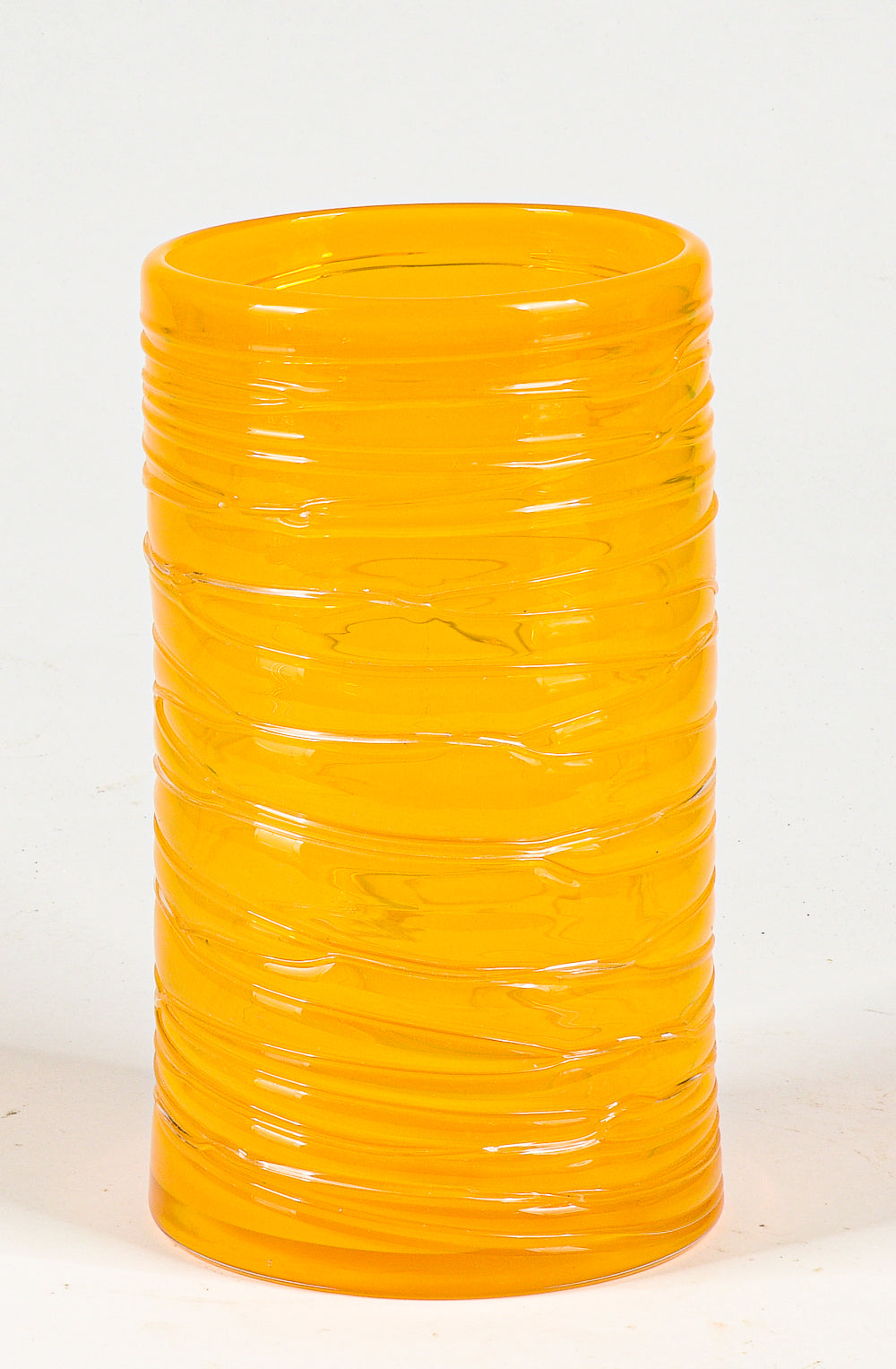 vaso in vetro giallo murano con decori  italia 1970