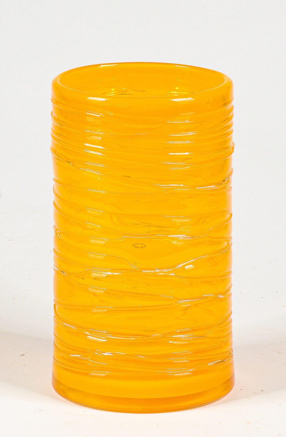 vaso in vetro giallo murano con decori  italia 1970