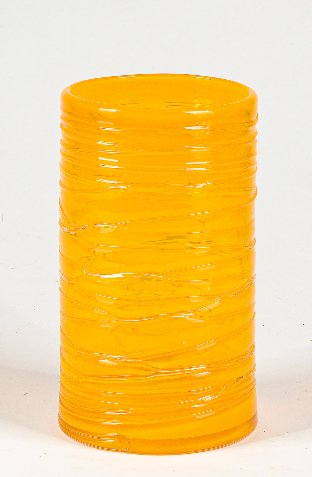 vaso in vetro giallo murano con decori  italia 1970