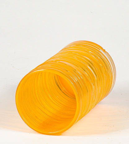 vaso in vetro giallo murano con decori  italia 1970