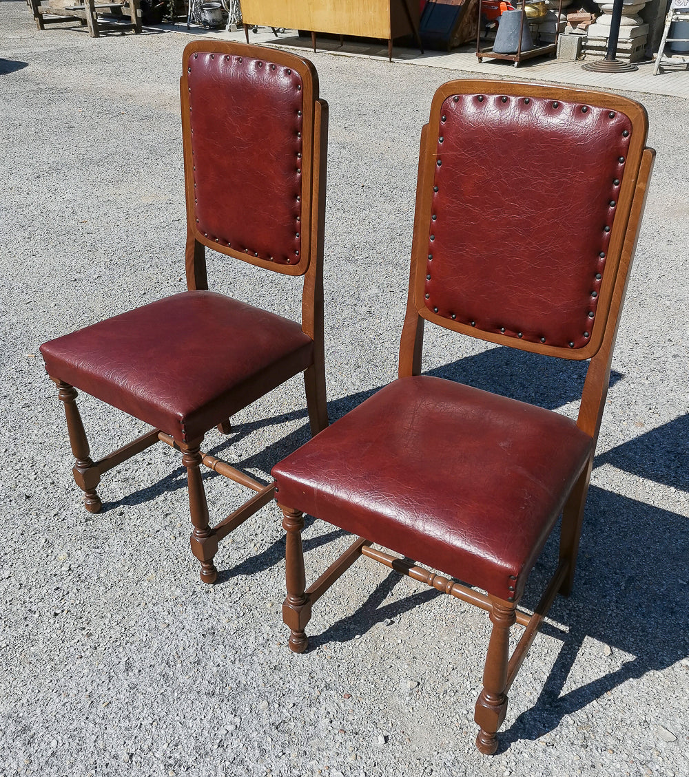 coppia sedie in vilpelle rosso bordeaux anni 80