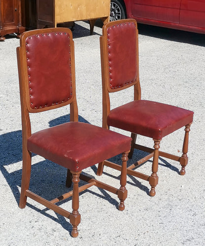 coppia sedie in vilpelle rosso bordeaux anni 80