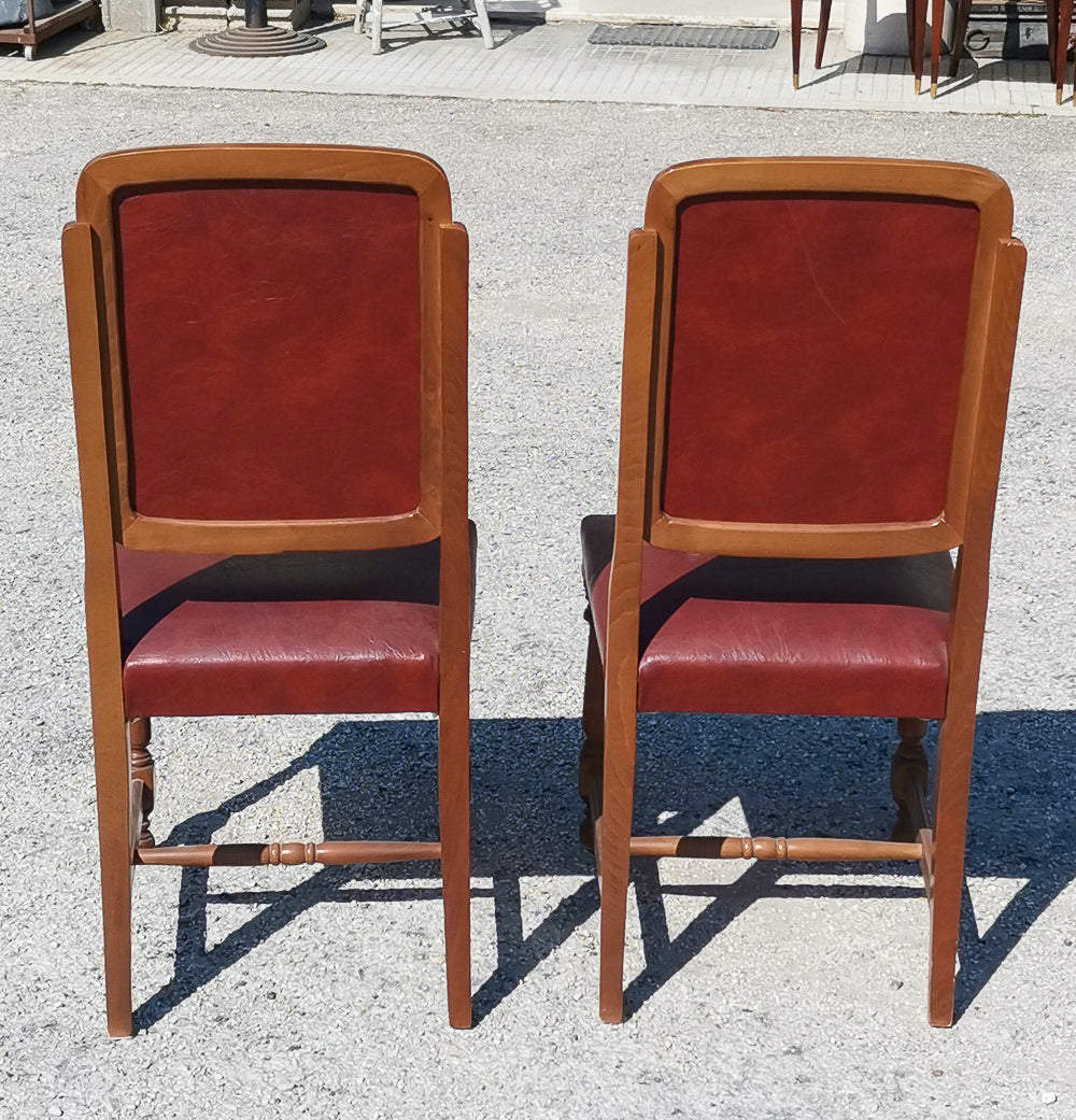 coppia sedie in vilpelle rosso bordeaux anni 80