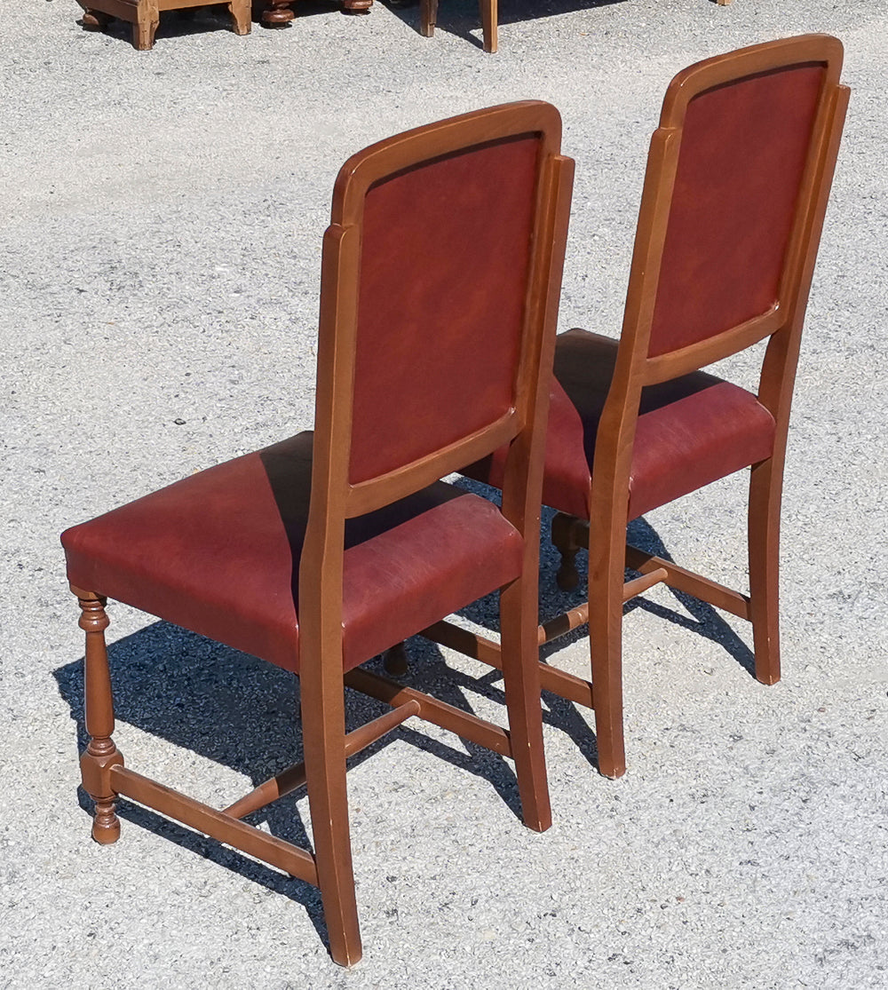 coppia sedie in vilpelle rosso bordeaux anni 80