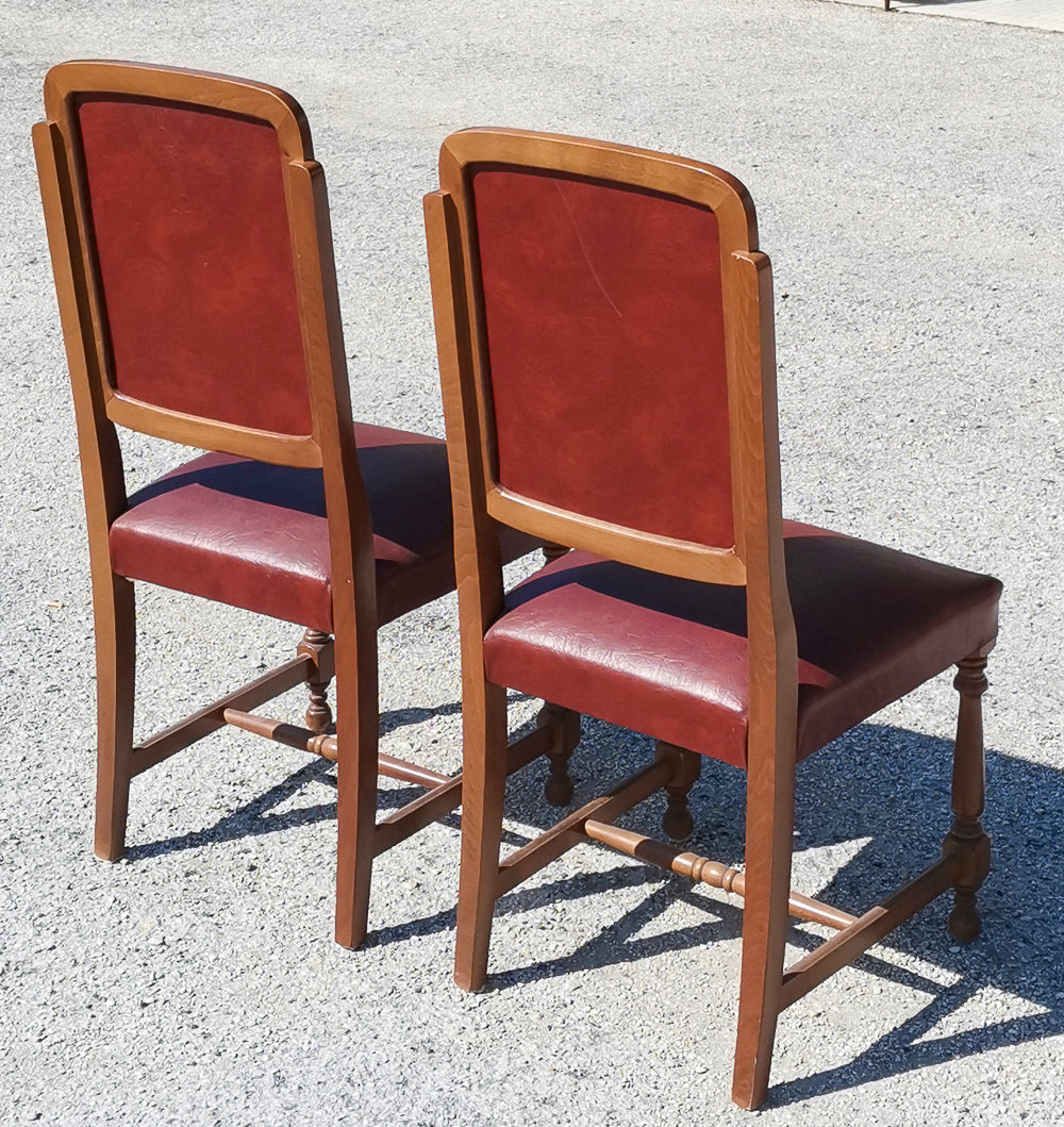 coppia sedie in vilpelle rosso bordeaux anni 80