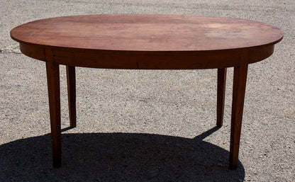 Tavolo ovale in ciliegio massello piede spillo stile neoclassico direttorio Italia 1800
