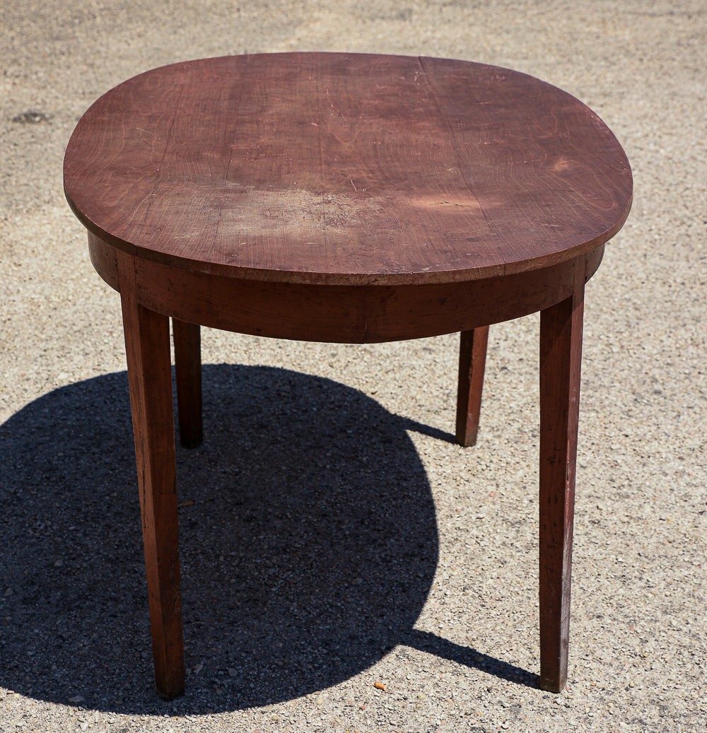 Tavolo ovale in ciliegio massello piede spillo stile neoclassico direttorio Italia 1800