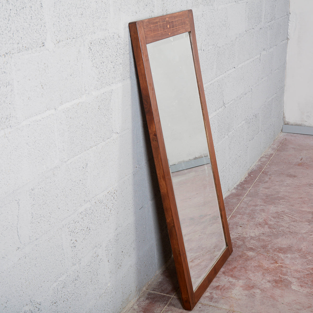 Specchiera Art deco vetro molato con intarsi
