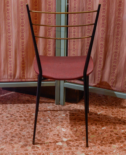 SEDIA DA CUCINA IN METALLO CON SEDUTA IN VILPELLE ITALIA 1960