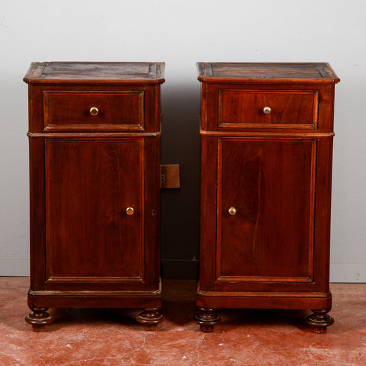 Coppia Comodini Legno Massello Senza Pietra Epoca Fine XIX Secolo