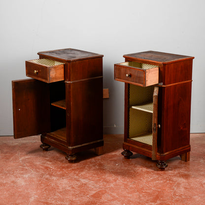 Coppia Comodini Legno Massello Senza Pietra Epoca Fine XIX Secolo