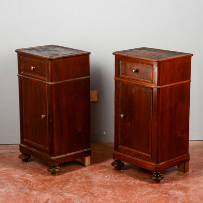 Coppia Comodini Legno Massello Senza Pietra Epoca Fine XIX Secolo
