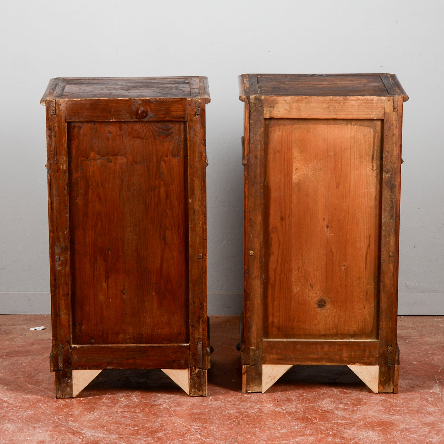 Coppia Comodini Legno Massello Senza Pietra Epoca Fine XIX Secolo
