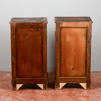 Coppia Comodini Legno Massello Senza Pietra Epoca Fine XIX Secolo