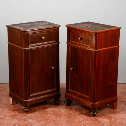 Coppia Comodini Legno Massello Senza Pietra Epoca Fine XIX Secolo