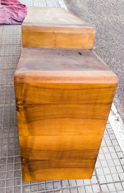 Credenza con specchiera  impellicciata in noce design Italiano Art Decò