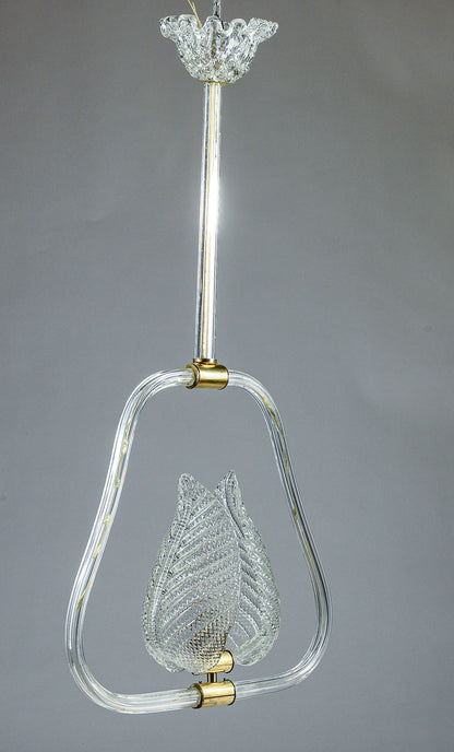 lampadario murano bianco con foglie