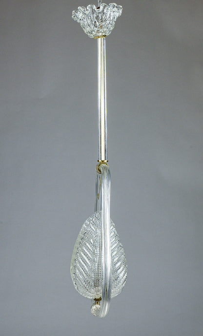 lampadario murano bianco con foglie