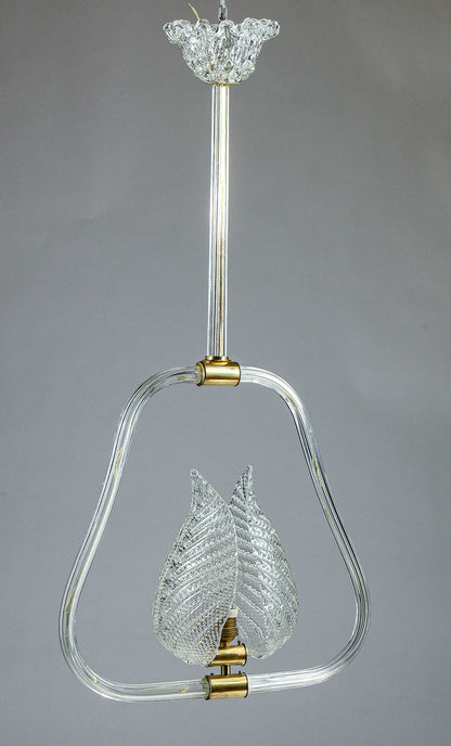 lampadario murano bianco con foglie