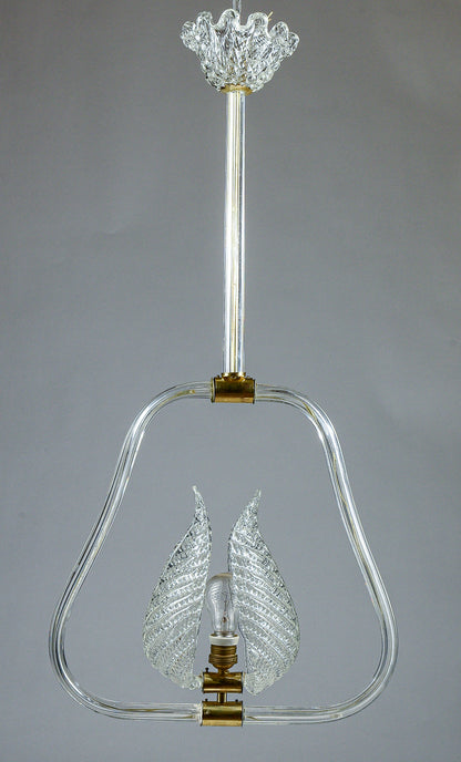 lampadario murano bianco con foglie