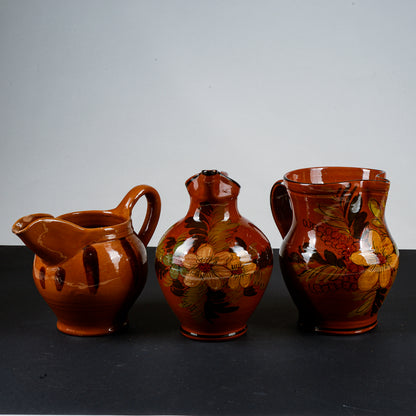 Set tre brocche terracotta  smaltata epoca primo 1900