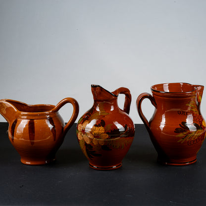Set tre brocche terracotta  smaltata epoca primo 1900