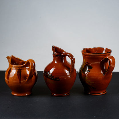 Set tre brocche terracotta  smaltata epoca primo 1900