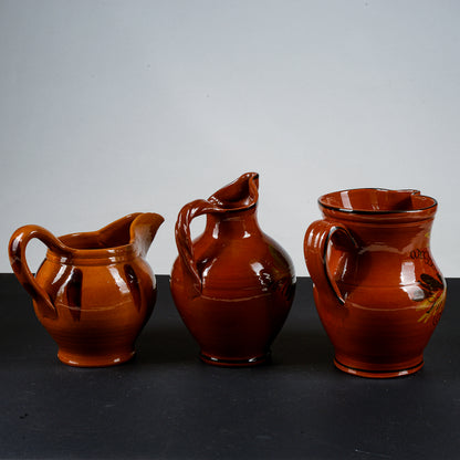 Set tre brocche terracotta  smaltata epoca primo 1900