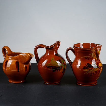 Set tre brocche terracotta  smaltata epoca primo 1900
