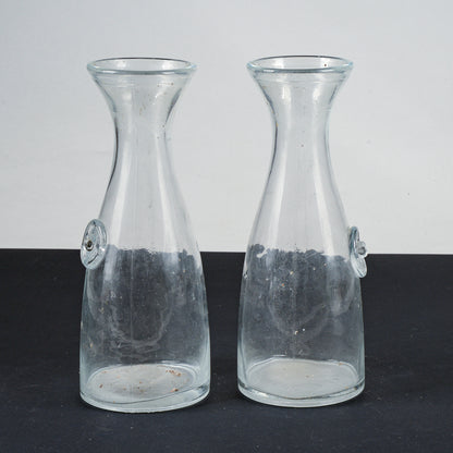 Coppia bottiglie da vino in vetro da 1 litro epoca XX secolo