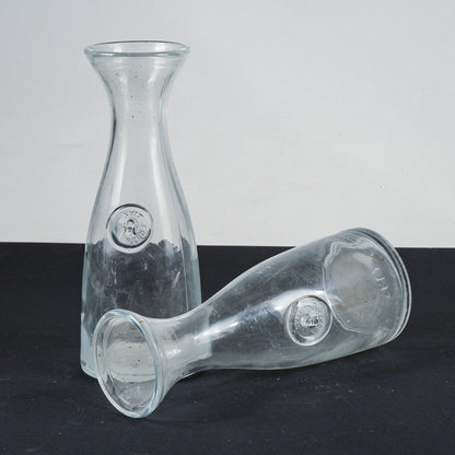 Coppia bottiglie da vino in vetro da 1 litro epoca XX secolo