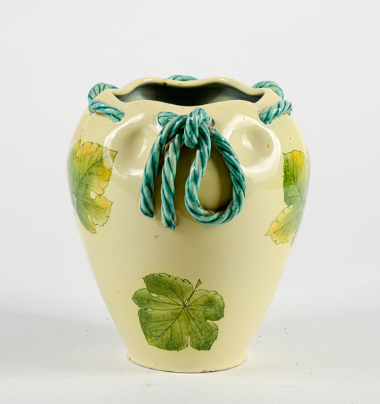 Vaso in ceramica colorato con decoro a cordoncino firmato Rometti 118 italy