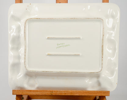 Vassoio centrotavola in ceramica con decori a frutta firmato Bozzi Appignano 1990