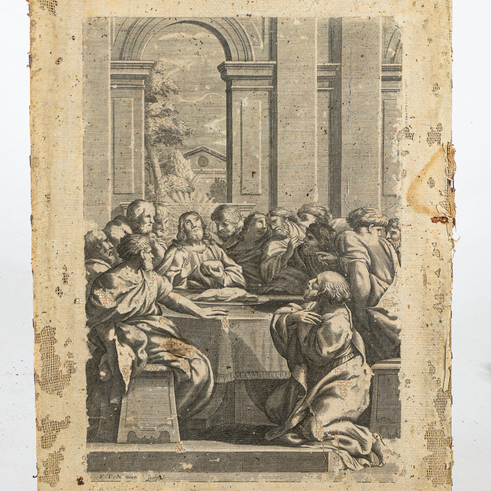 incisione su carta intelata ultima cena