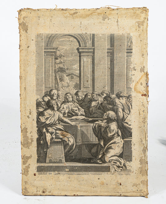 incisione su carta intelata ultima cena