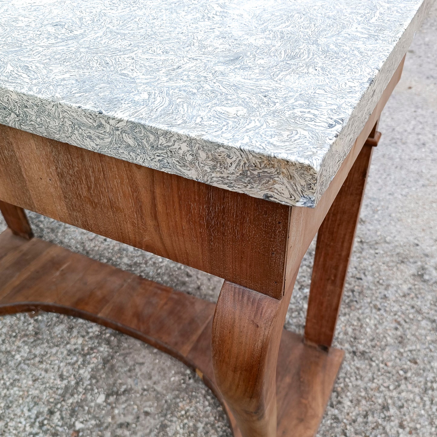 consolle in legno con piano in scagliola epoca primo 800