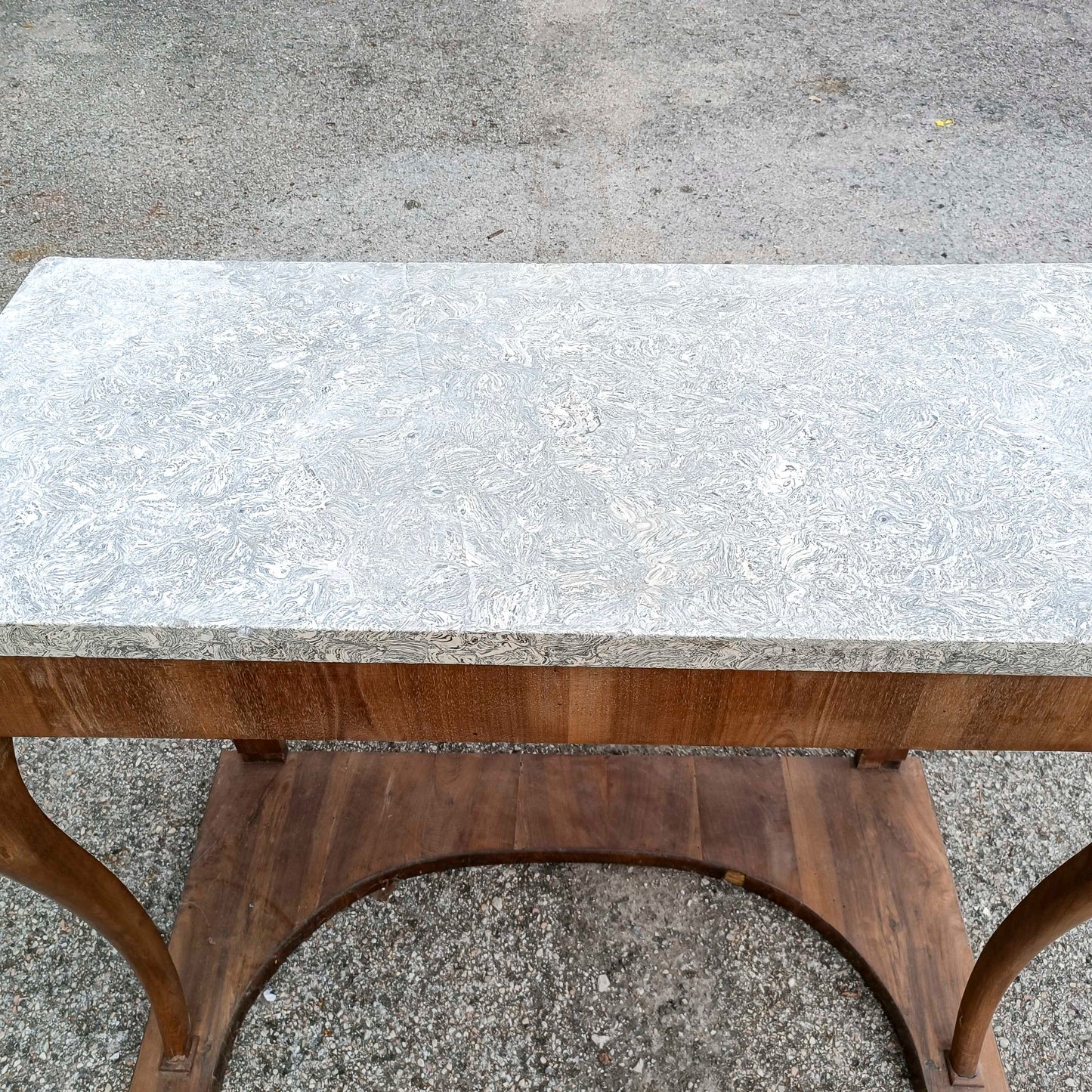 consolle in legno con piano in scagliola epoca primo 800