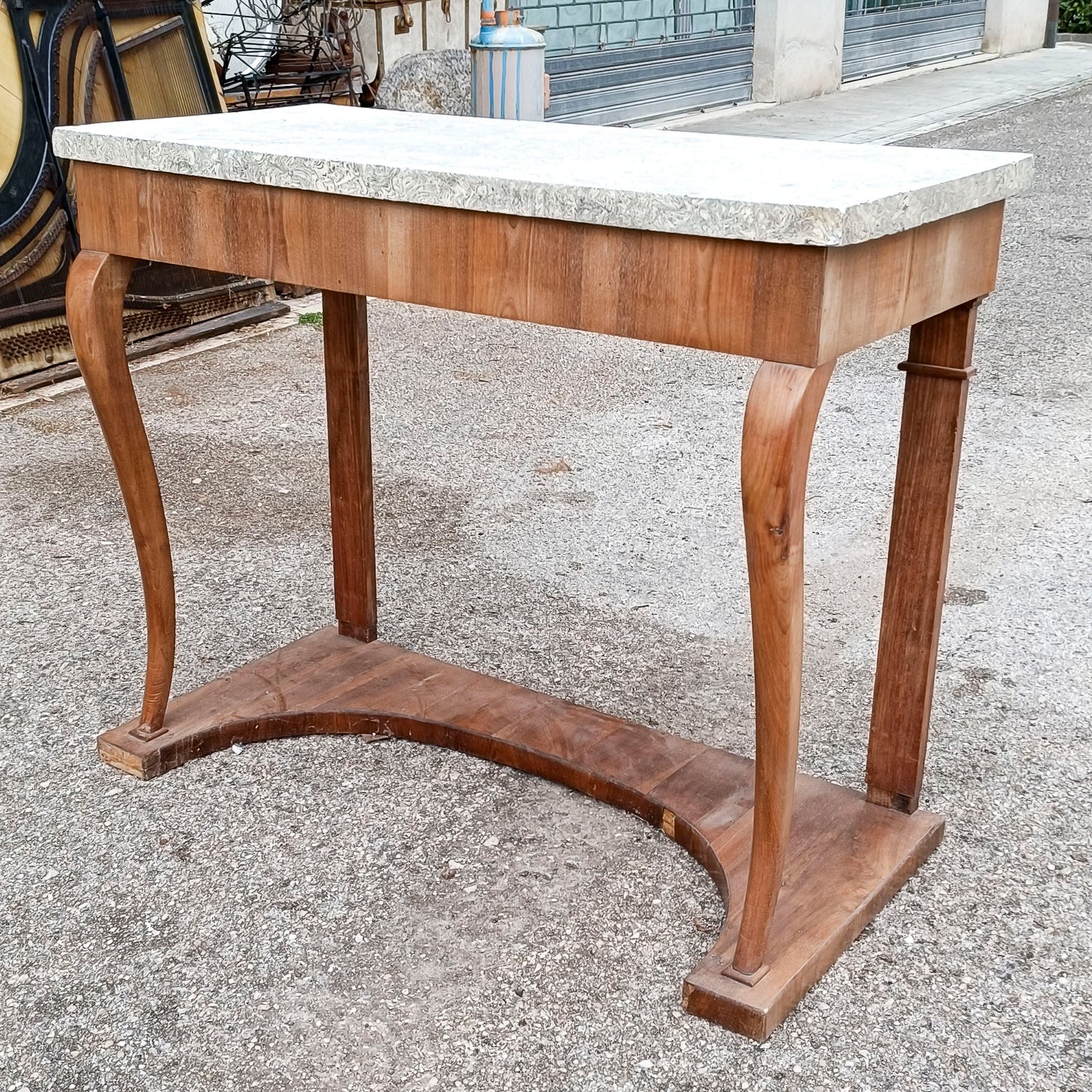 consolle in legno con piano in scagliola epoca primo 800