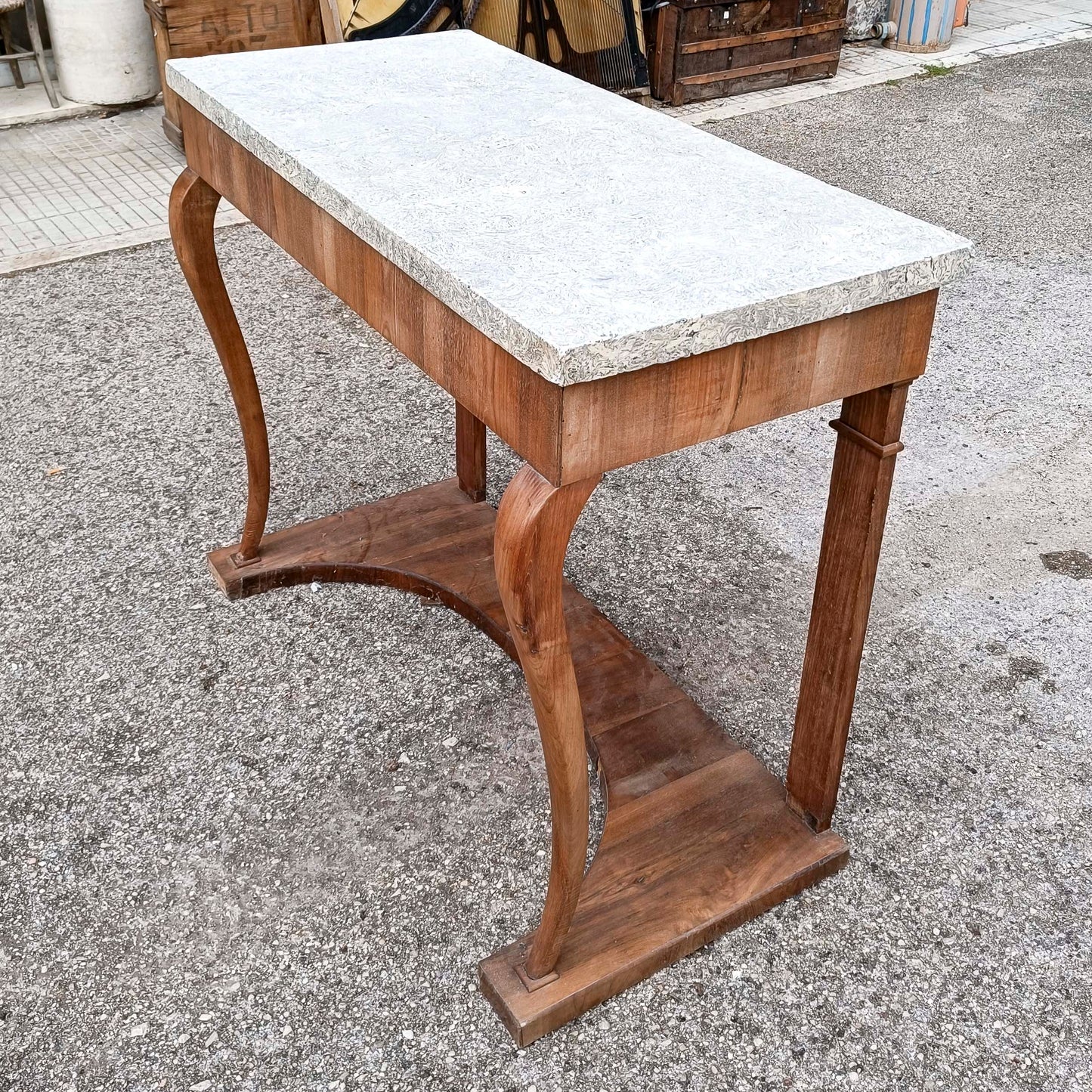 consolle in legno con piano in scagliola epoca primo 800
