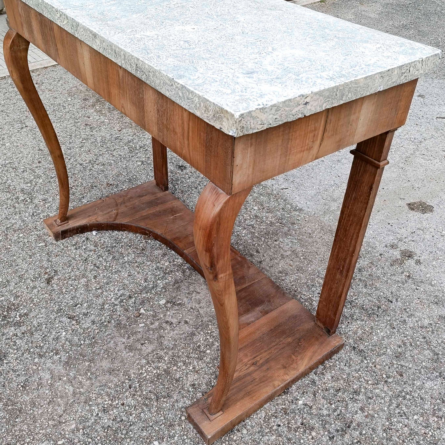 consolle in legno con piano in scagliola epoca primo 800