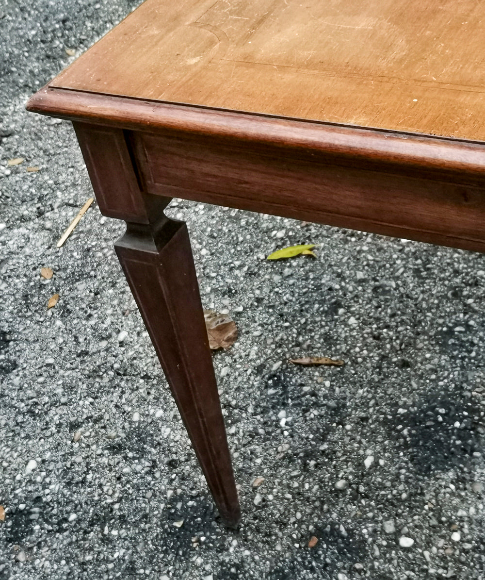 Tavolino basso da salotto intarsiato rettangolare 1950
