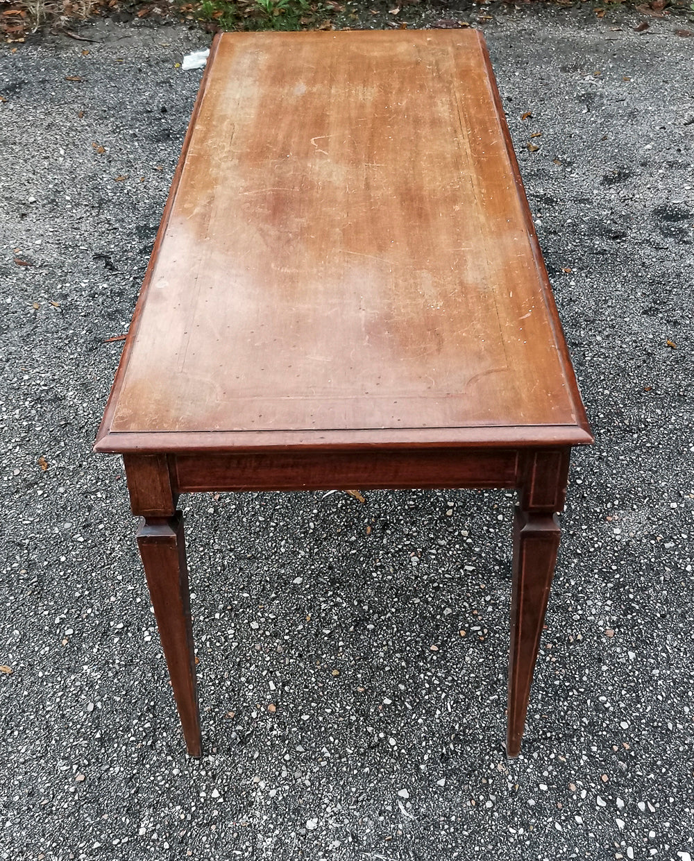 Tavolino basso da salotto intarsiato rettangolare 1950