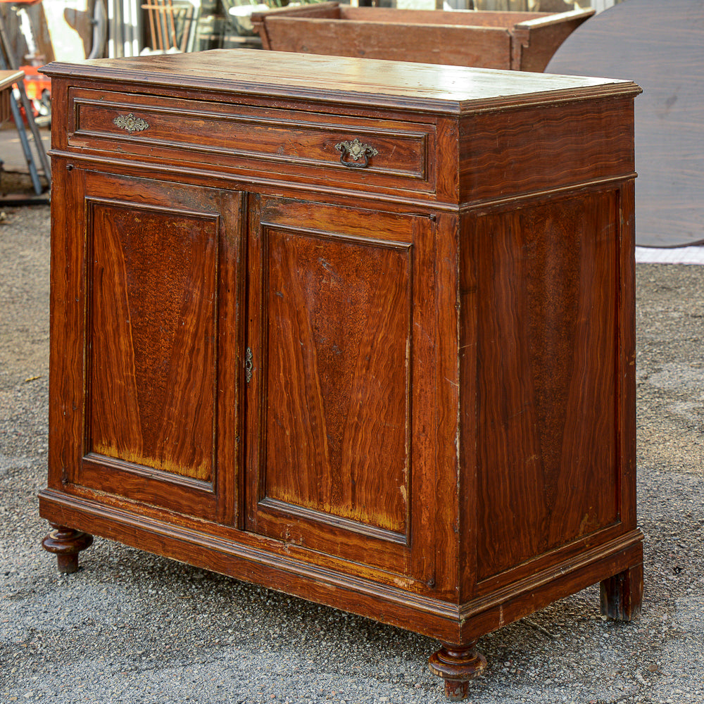 Credenza cassetto e 2 ante in legno di abete laccato Italia epoca 1800