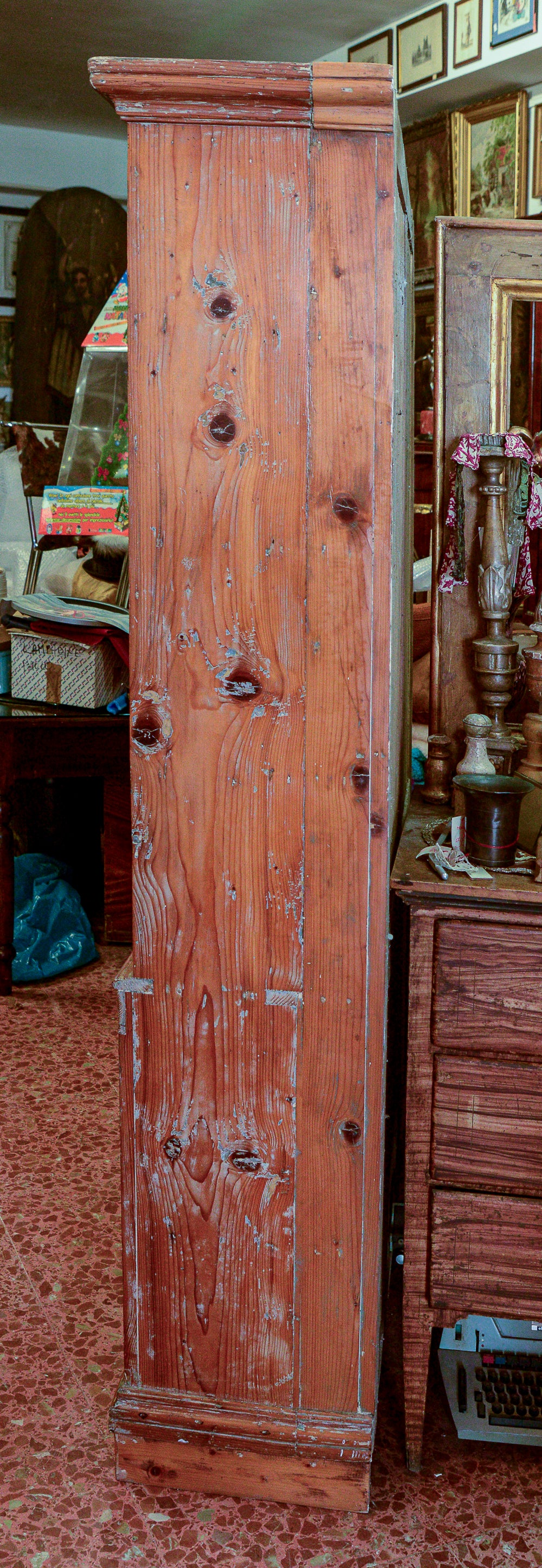 Credenza vetrina libreria a 4 ante in legno di abete rustico   Italia 1800